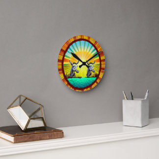 Happy Sunshine Donkey Round Clock