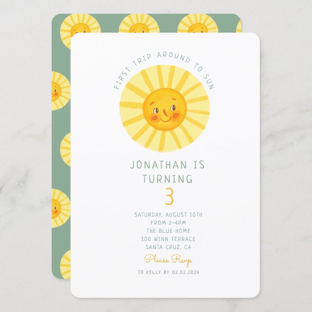 Happy Sunshine First Trip Birthday Invitation (Creator Uploaded)