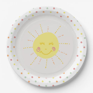Happy Sunshine polkadot Party Paper Plate