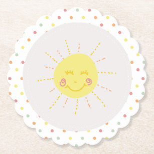 Happy Sunshine polkadot Party Paper Plate Paper Coaster