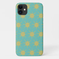 Happy Sunshine Suns Pattern teal
