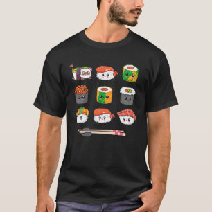 Happy Sushi Anime Kawaii Set Japanese Food Lover C T-Shirt