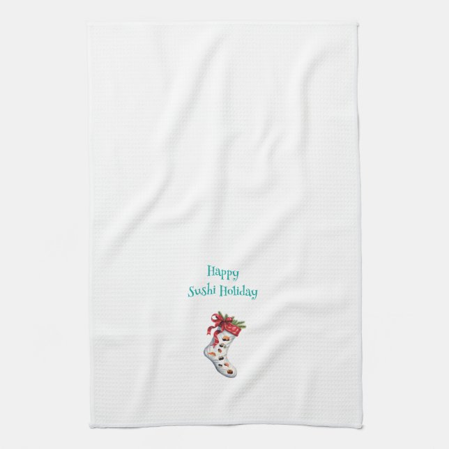 Happy Sushi Holiday Kitchen Towels (Vertical)