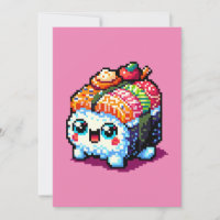 Happy Sushi Roll - Cute Pixel Art Japanese Food