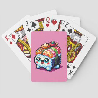 Happy Sushi Roll - Cute Pixel Art Japanese Food Playing Cards