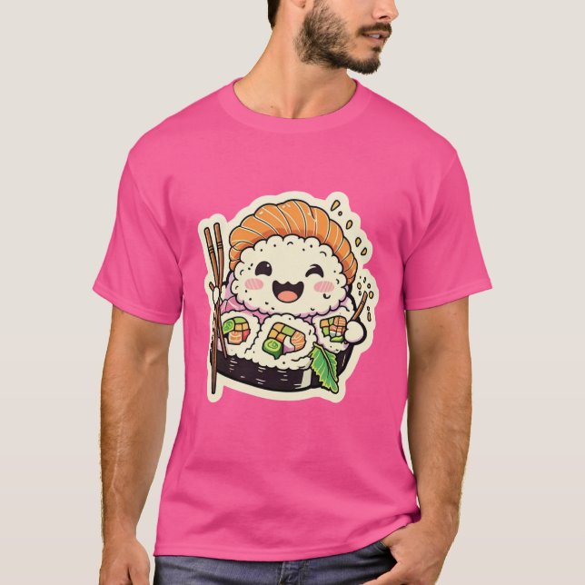 Happy Sushi Roll – Cute & Playful Foodie T-Shirt (Front)
