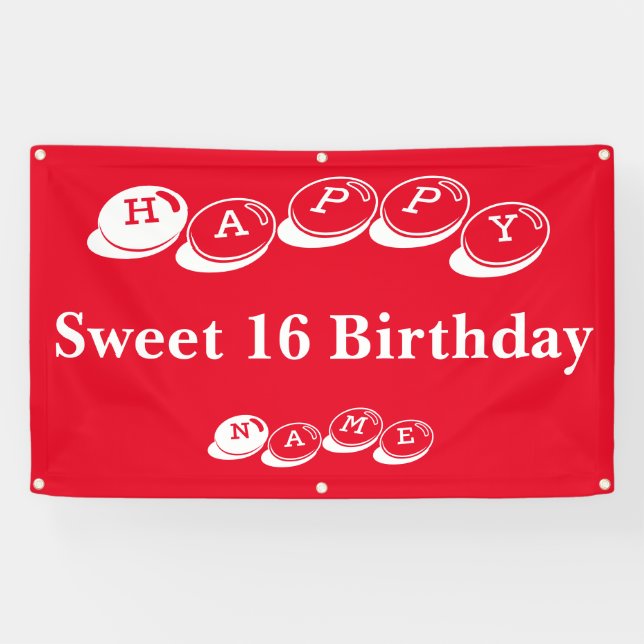 Happy Sweet 16 Birthday Banner (Horizontal)