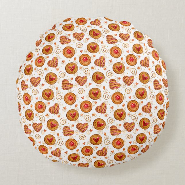 happy Sweet Delights: Celebrate Cookie Day with De Round Cushion (Front)