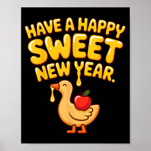 Happy Sweet New Year Goose Cookie Rosh Hashanah  Poster