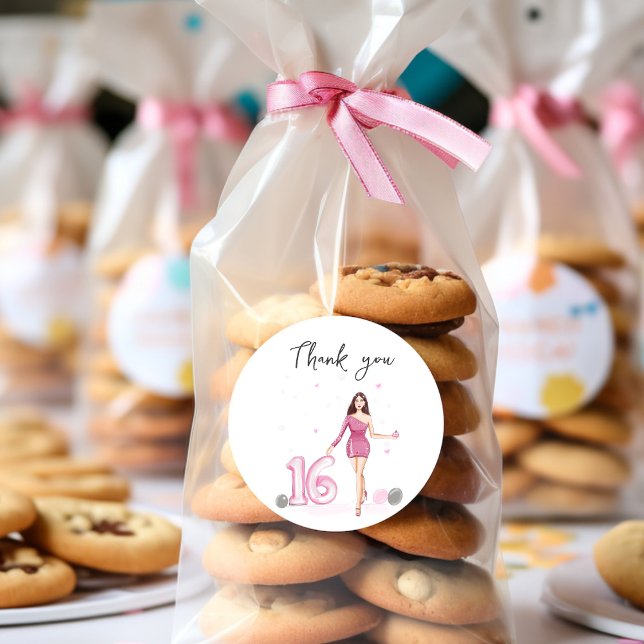 Happy sweet sixteen, 16th birthday classic round sticker (Creator Uploaded)