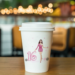 Happy sweet sixteen, 16th birthday paper cups