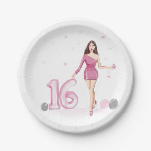Happy sweet sixteen, 16th birthday paper plate