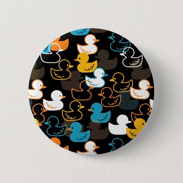 Happy Swimming a Paddling of Ducks Pattern 6 Cm Round Badge (Front)