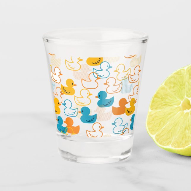 Happy Swimming a Paddling of Ducks Pattern II Shot Glass (Front)