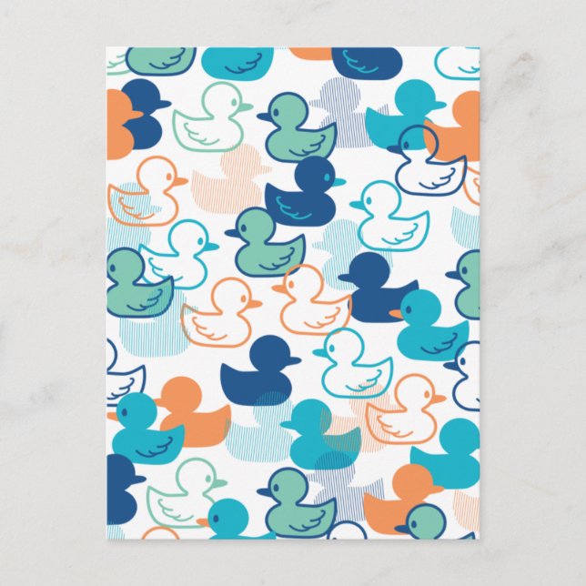 Happy Swimming a Paddling of Ducks Pattern III Postcard (Front)