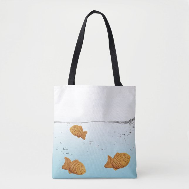 Happy Swimming Taiyaki fish Tote Bag (Front)