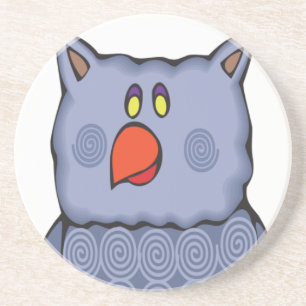 Happy Swirly Owl on White Coaster