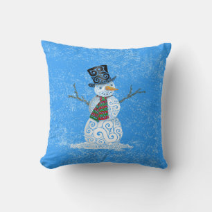 Happy Swirly Snowman Cushion