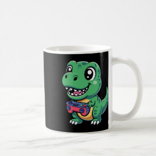 Happy T-rex With Game Controller Cute Gamer Dino T Coffee Mug