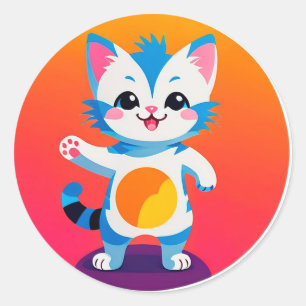 Happy Tabby Kitten Classic Round Sticker