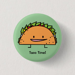 Happy Taco corn shell beef meat salsa Mexican food 3 Cm Round Badge