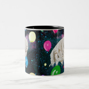 Happy Tardigrade floating through Space Two-Tone Coffee Mug