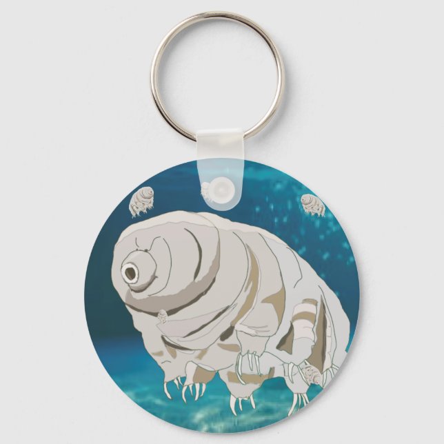 Happy Tardigrade floating under water Key Ring (Front)