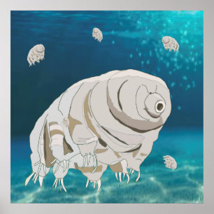 Happy Tardigrade floating under water Poster