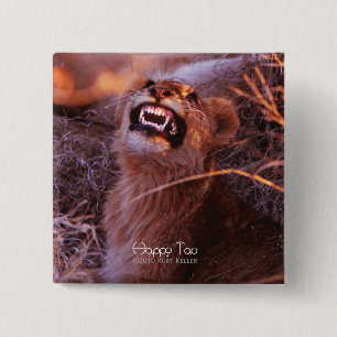 Happy Tau, Smiling Lion Cub 15 Cm Square Badge