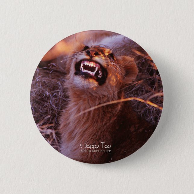 Happy Tau, Smiling Lion Cub 6 Cm Round Badge (Front)