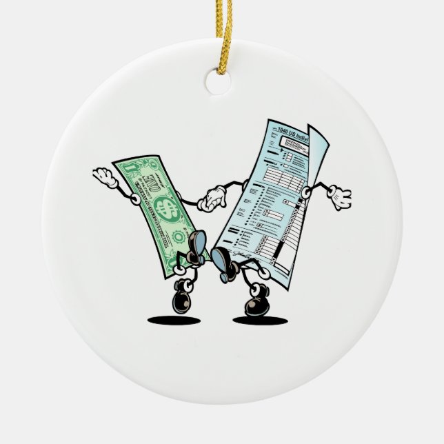 happy tax day ceramic ornament (Front)