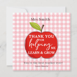 Happy Teacher Appreciation Card Red Apple Pink