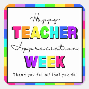 Happy Teacher Appreciation Week Rainbow Preschool  Square Sticker