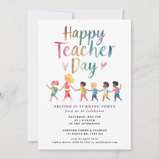 happy teacher day  Birthday Invitation (Front)