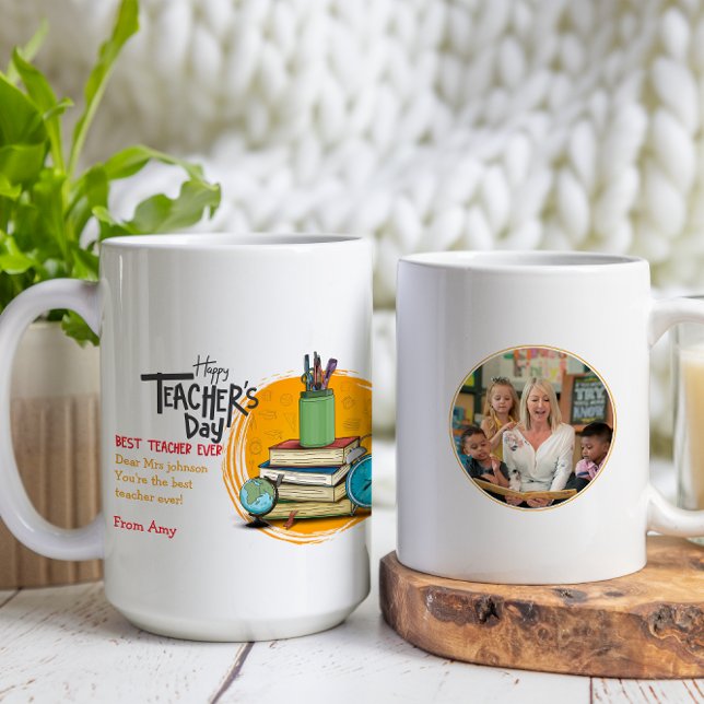Happy Teacher Day Custom Photo Coffee Mug (Creator Uploaded)