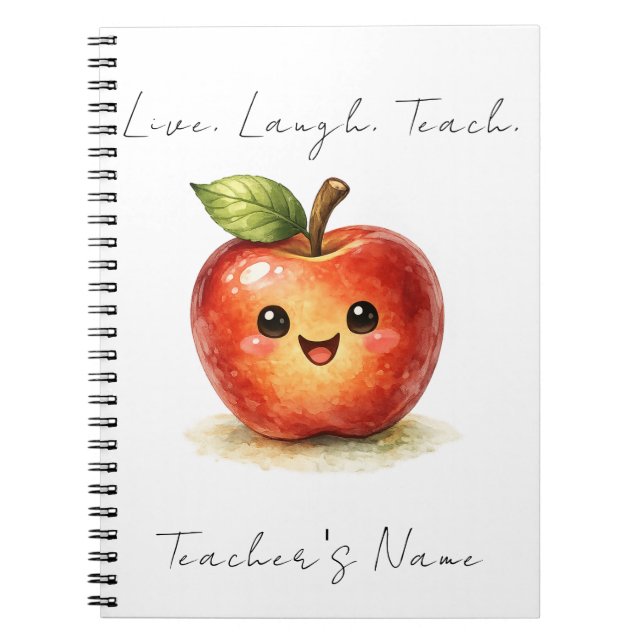Happy Teacher Notebook- Apple Watercolour Notebook (Front)