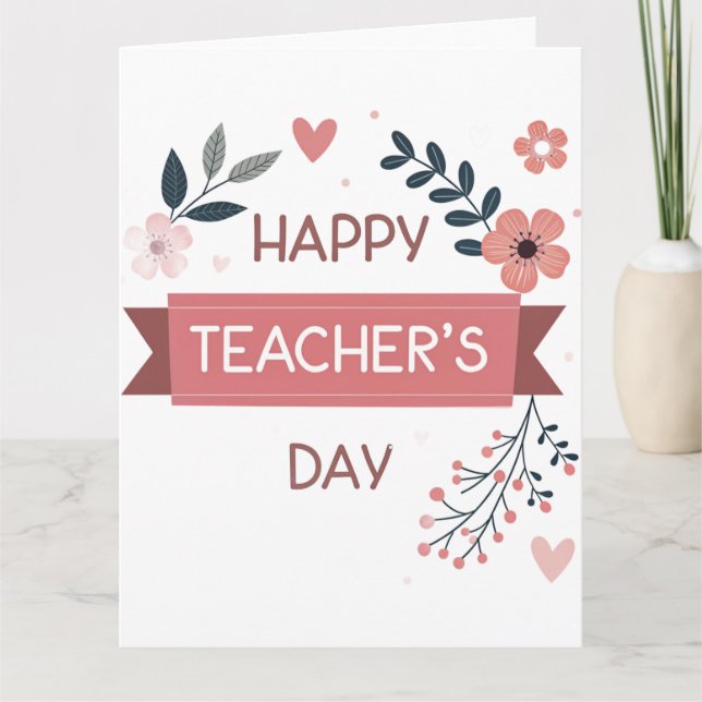 Happy Teacher’s Day Floral Appreciation Gift Thank You Card (Front)