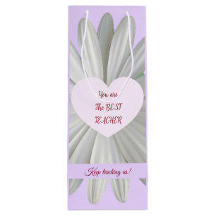 Happy Teachers Day Gift Bag - Pink Heart Daisy
