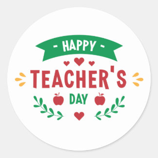 Happy Teacher's Day word art Classic Round Sticker