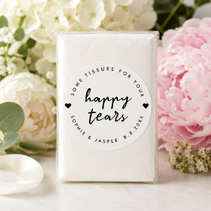 Happy Tears Sticker Wedding Favour Tissue Label