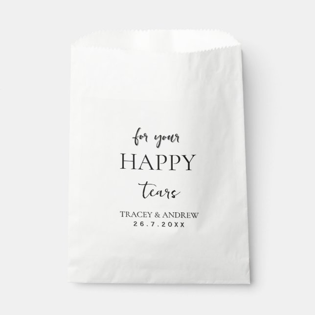 Happy Tears Wedding Tissues Packets – Thoughtful Favour Bag (Front)