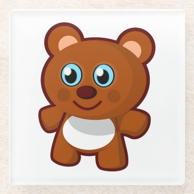 HAPPY TEDDY BEAR GLASS COASTER (Front)