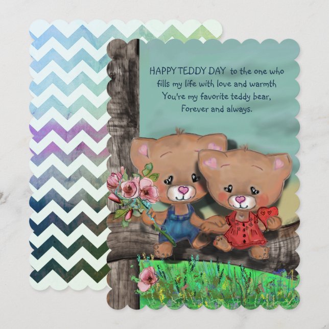 Happy Teddy Day  Holiday Card (Front/Back)