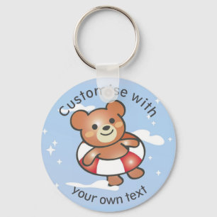 Happy Teddy Summer Holiday Pool Float Custom Key Ring