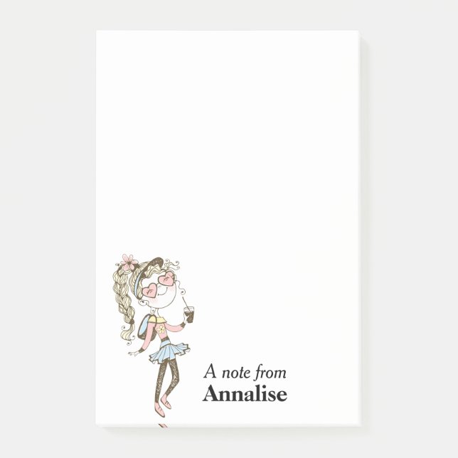 Happy Teen Girl Personalised Post-it Notes (Front)