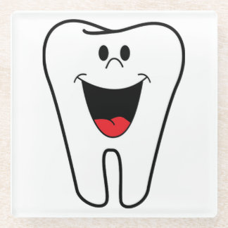 Happy teeth customisable for your Dental practice Glass Coaster