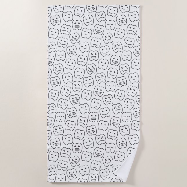 Happy Teeth Pattern Beach Towel (Front)