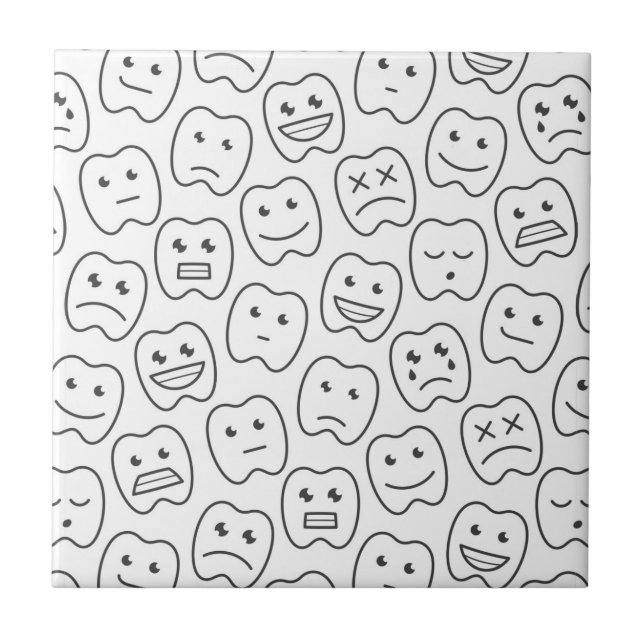 Happy Teeth Pattern Ceramic Tile (Front)