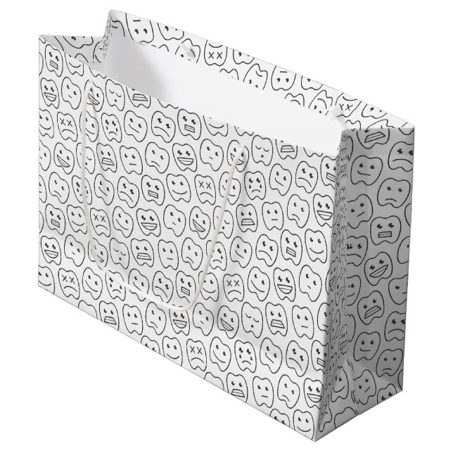 Happy Teeth Pattern Large Gift Bag (Front Angled)