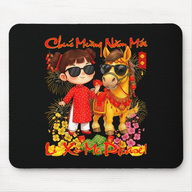 Happy Tet Chuc Mung Nam Moi 2026 Li Xi Me Please K Mouse Pad (Front)